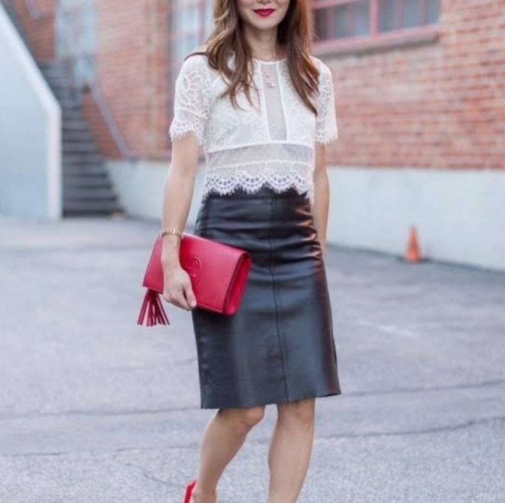 VTG Wilson's Leather Pelle Studio Black Pencil Skirt